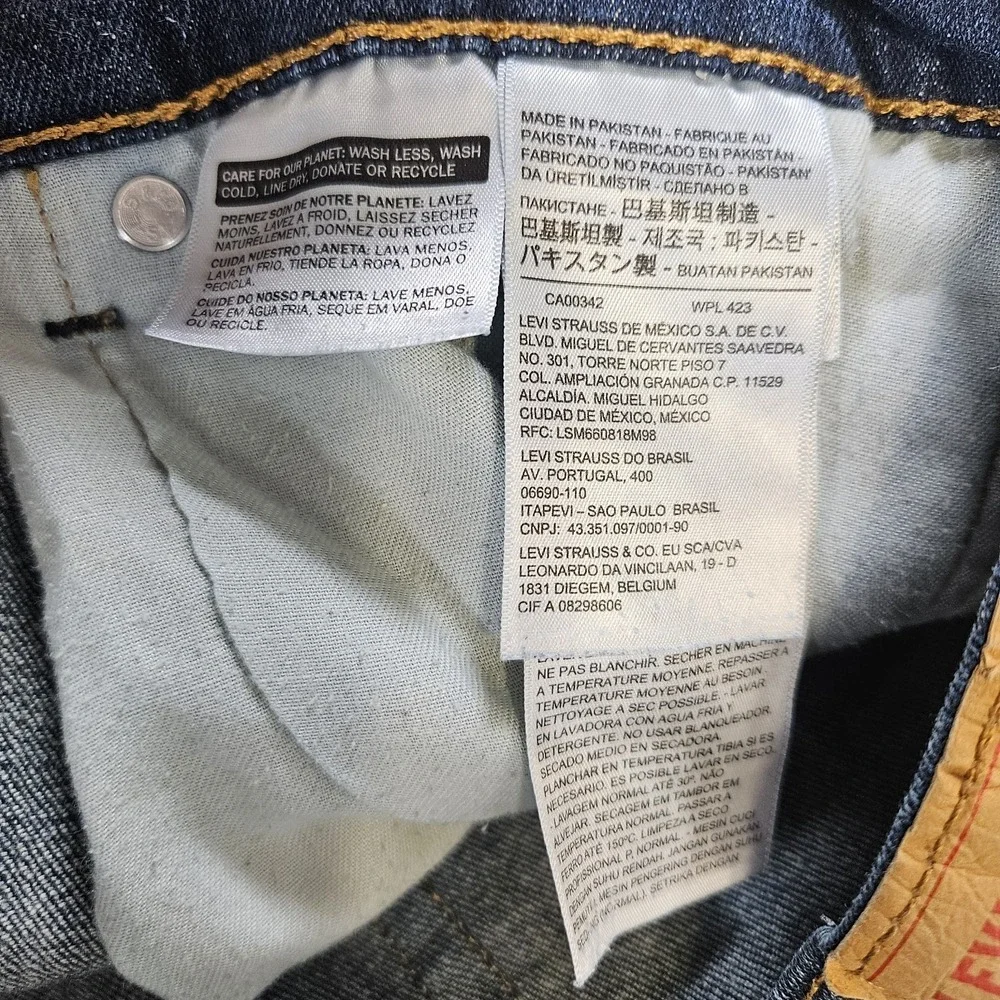 Levi's 505 Jeans Mens 36 32 Regular Fit Straight Leg Jeans Dark Wash Red 